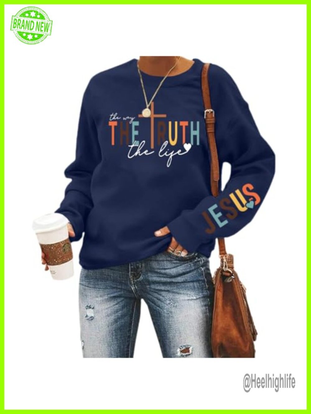 Christian Sweatshirt Womens Crewneck Long Sleeve Pullover Religious Graphic